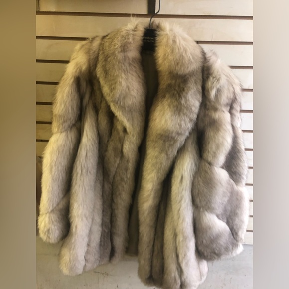 Blue fox fur coat